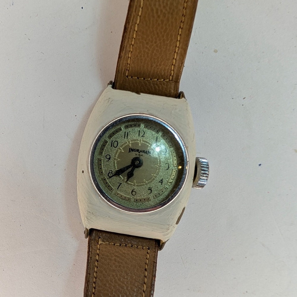 Vintage Ingraham Wrist Watch | Mechanical Wind-Up | Works | Leather Band